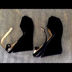 Prada navy suede wedges 8.5US/39.5EU